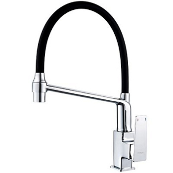 Смеситель L4078-2 для кухни с черным силиконовым изливом (латунь) LEDEME